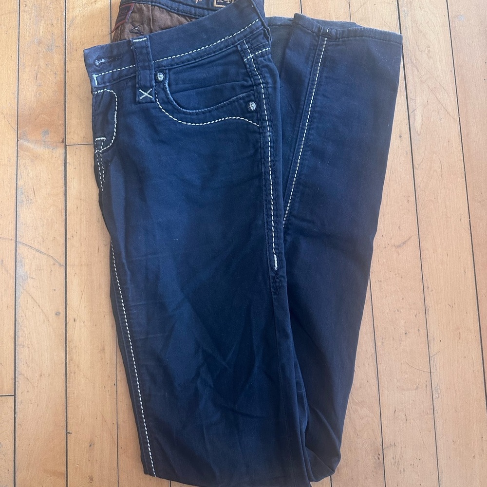 Dark black Jeans with Contrast White Stitching